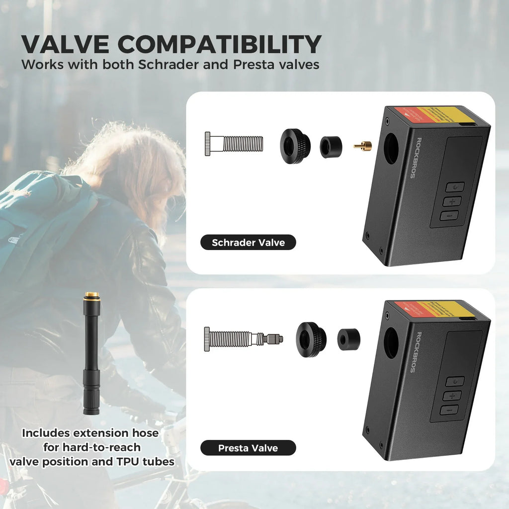 tiny electric bike pump with pressure gauge max 120 psi