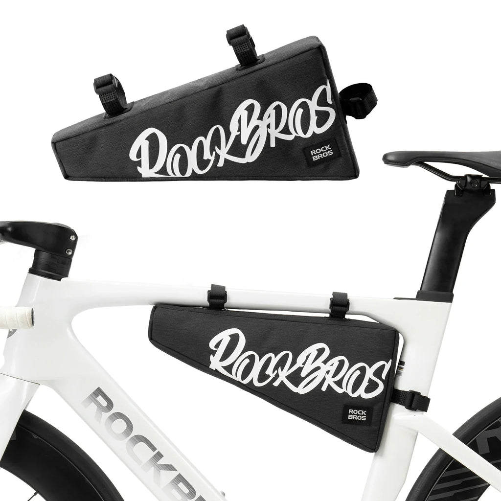 Black 1.9L triangle bicycle frame bag with durable top tube storage for road, MTB and gravel bikes#Color_Black