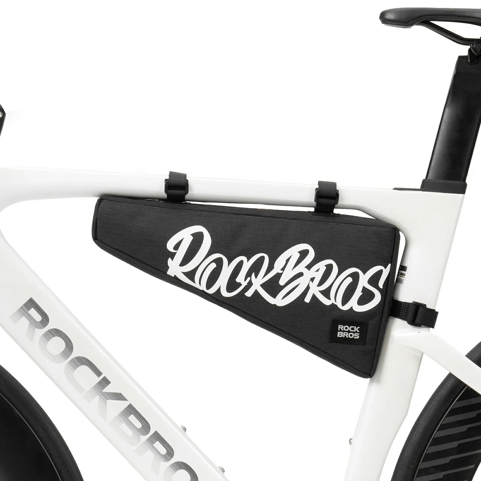 Black 1.9L triangle bicycle frame bag with durable top tube storage for road, MTB and gravel bikes#Color_Black