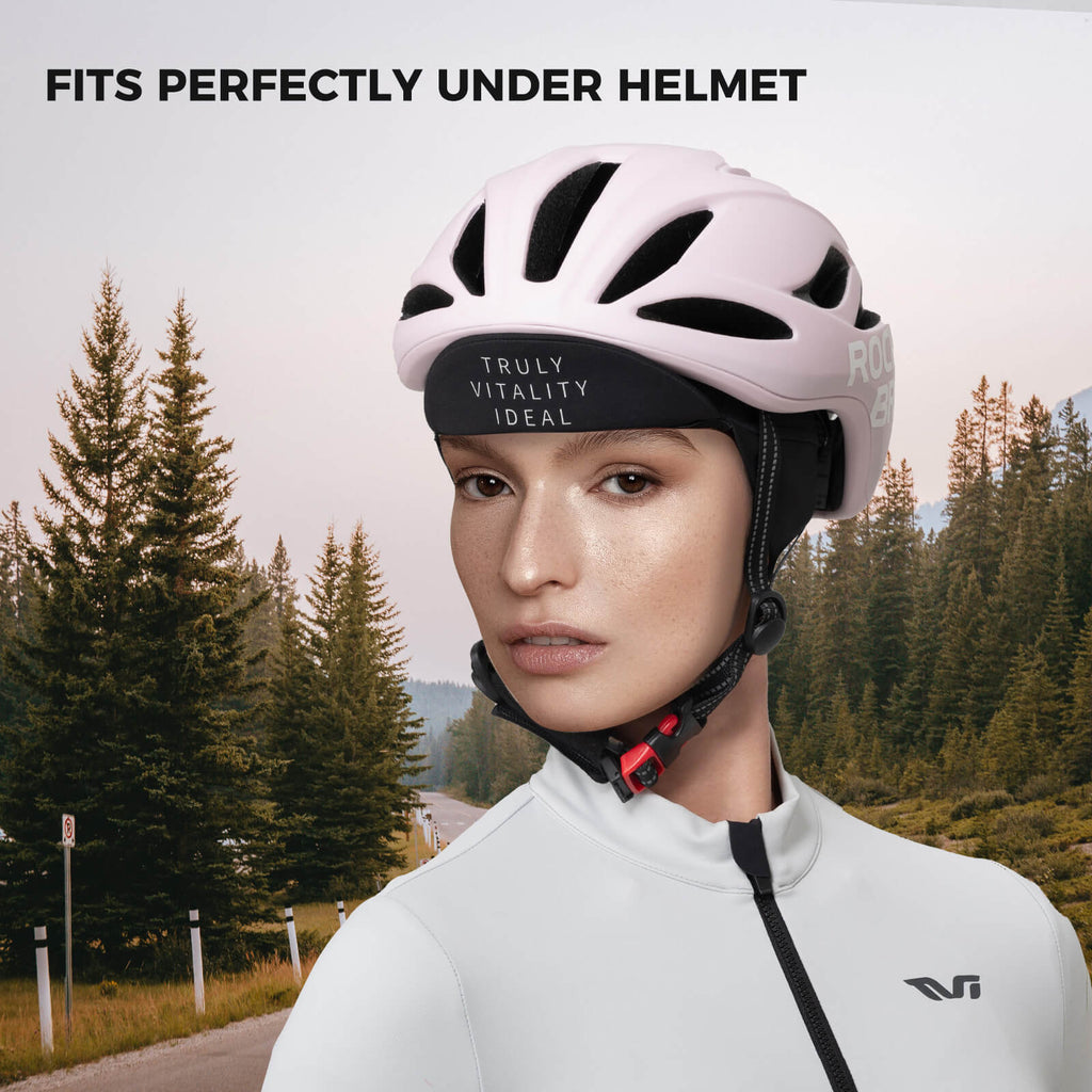 black tvi micro-fleece thermal cycling cap with windproof ear flaps