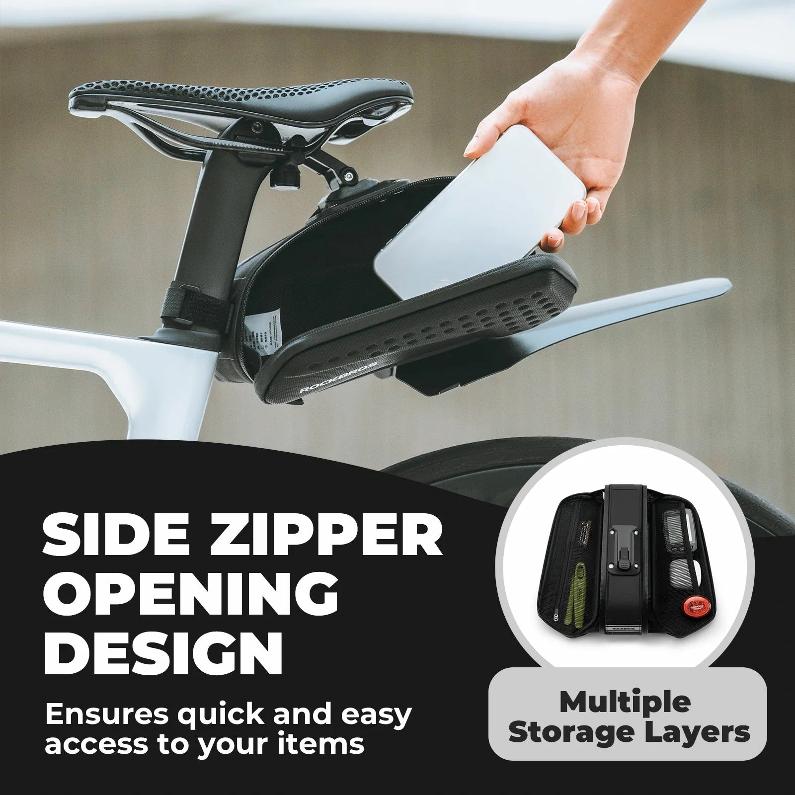 Waterproof 1.3L saddle bag with mudguard for MTB and road cycling#Capacity_1.3L