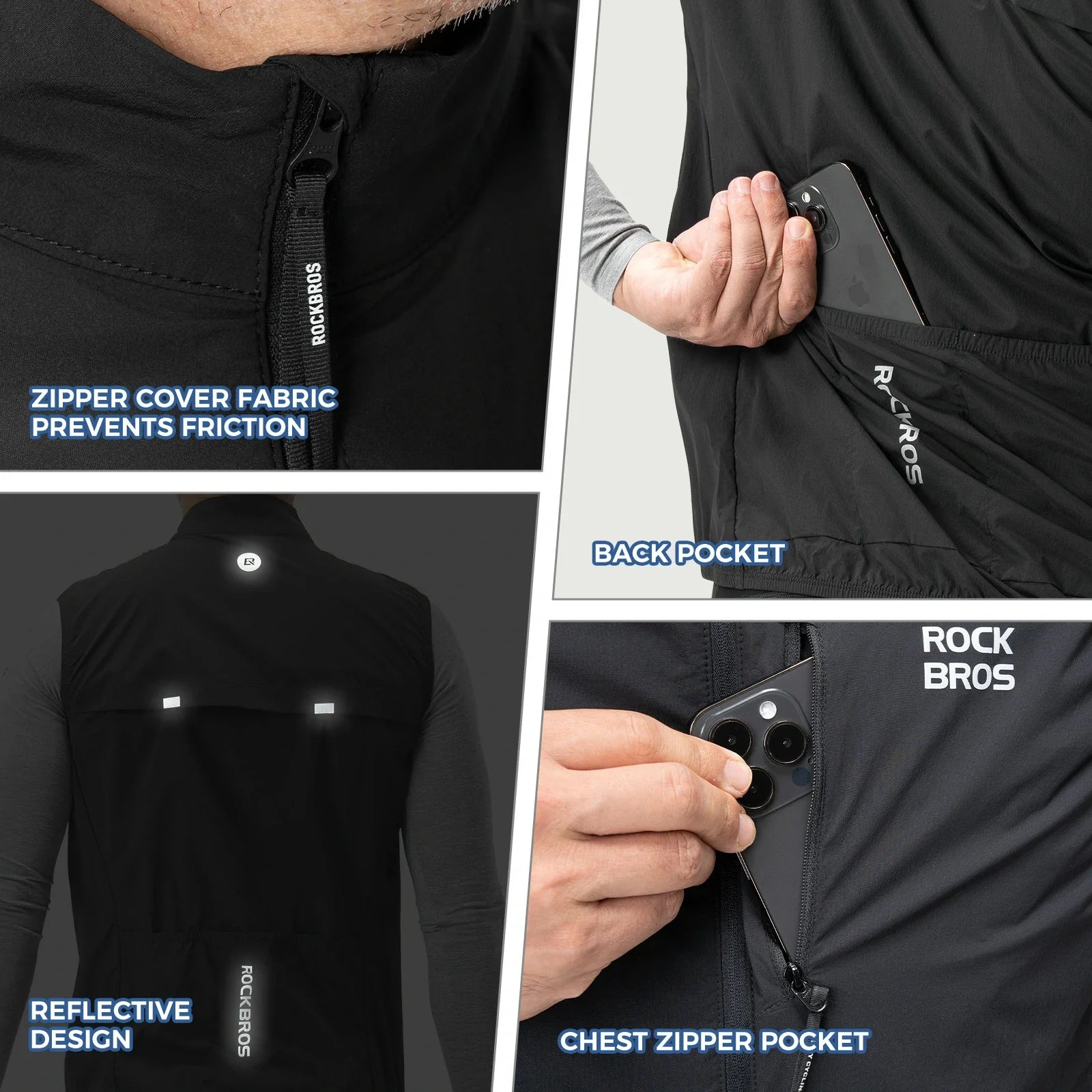 Men’s winter cycling vest, thermal insulated sleeveless jacket for cold weather riding