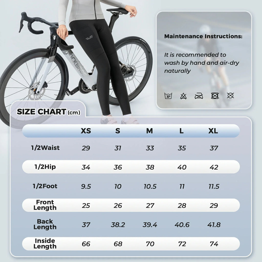 ROCKBROS Women's Winter Cycling Trousers 3D Padded Windproof Quick-Dry
